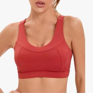 Running Girl High Impact Sports Bra Size L Molded Cups Pullon, burnt red/orange
